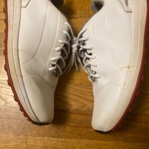 White and Red Men's spikeless golf shoes